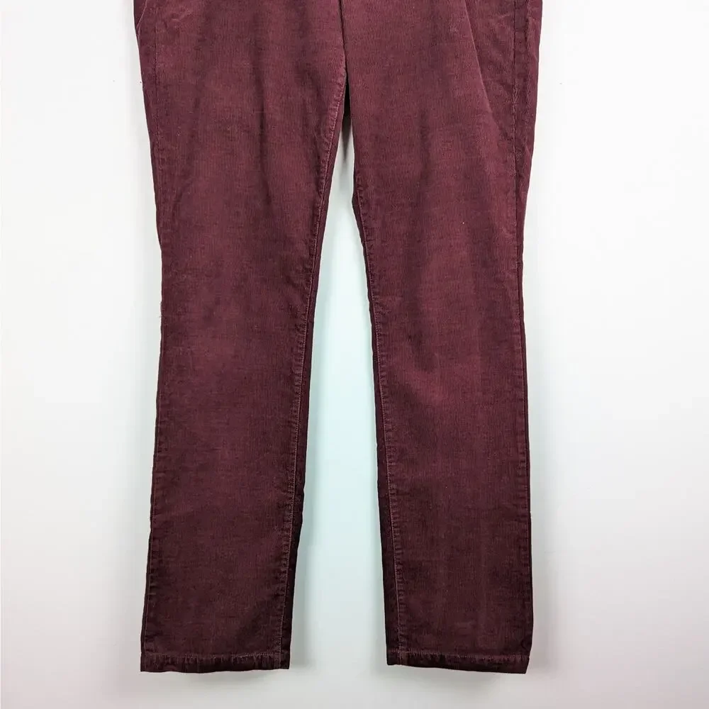 J. Crew Women's Burgundy Matchstick Stretch Corduroy Pants Size 32‎ Regular